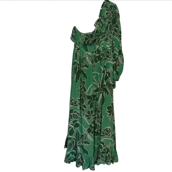 NWOT Farm Río Anthropologie Printed One-Shoulder Ruffle Dress - Women’s Size LG - Picture 4 of 8